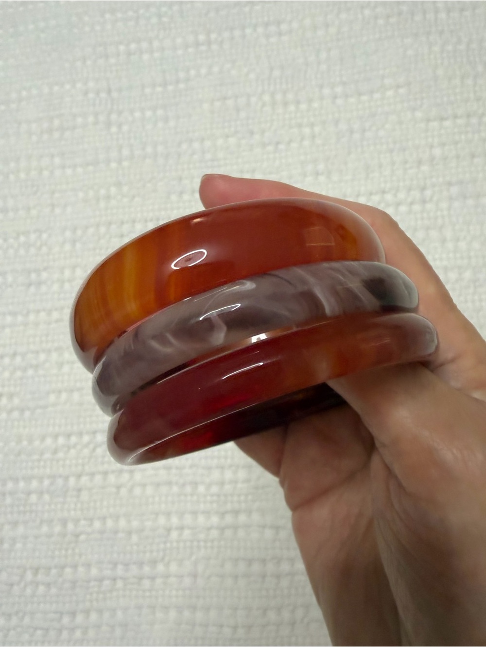 Handmade Marbled stone Bangle Set - Red and Brown purple Tones